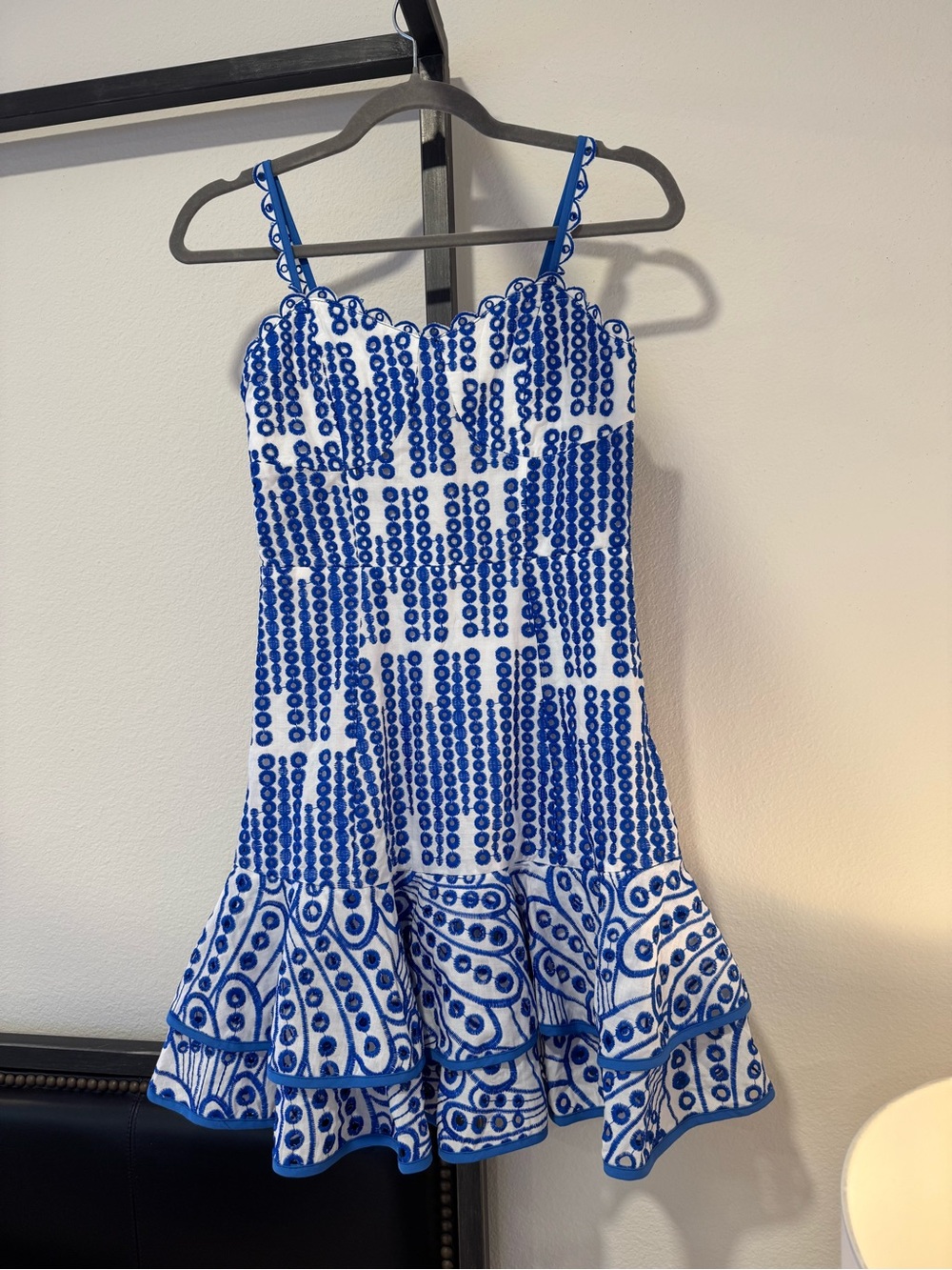 Blue & White Patterned Ruffled Sundress - Picture 2 of 3